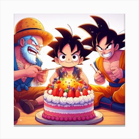 Anime friends sharing a cake😁😋😃 Canvas Print