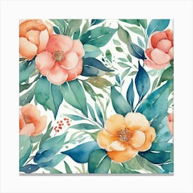 Watercolor Floral Pattern 3 Canvas Print