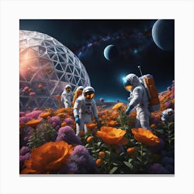 Astronauts In The Field Canvas Print