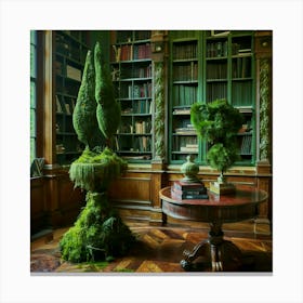 Library With Moss Canvas Print