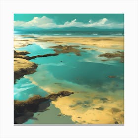 Tidal Waters, Turquoise Blue Sea on Golden Beach 3 Canvas Print