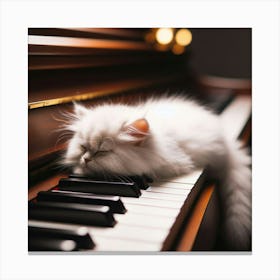 Cat Sleeping On Piano 2 Canvas Print