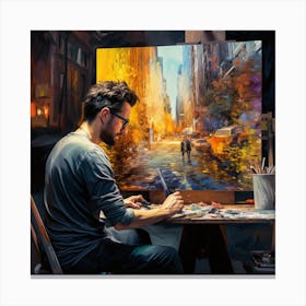 Painter at Work Oil Painting Canvas Print