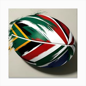 A Vibrant And Dynamic Image Of A Stylized Rugby Ball With An Abstract Art Design Featuring The South African Flag Colors 1 Canvas Print