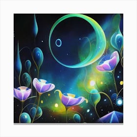 Abstract oil painting: Water flowers in a night garden 17 Canvas Print