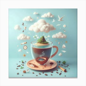 Coffee Cup With Clouds 1 Canvas Print