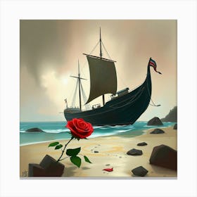 Rose On The Beach 1 Canvas Print