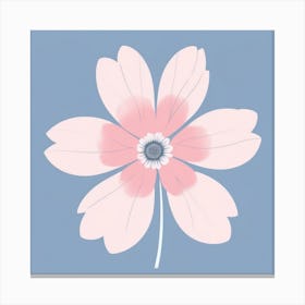 A White And Pink Flower In Minimalist Style Square Composition 368 Canvas Print