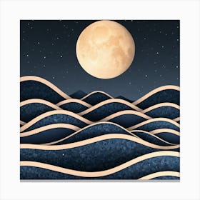 Moon And Waves 44 Canvas Print