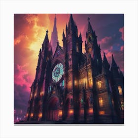 Church At Night 1 Canvas Print