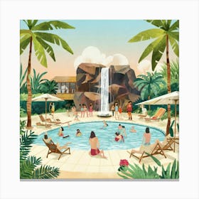 Summertime Swimming Pool Art Print 3 Canvas Print