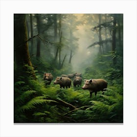 Pigs In The Forest art print Canvas Print