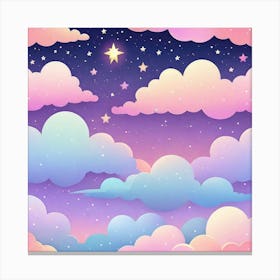 Sky With Twinkling Stars In Pastel Colors Square Composition 209 Canvas Print