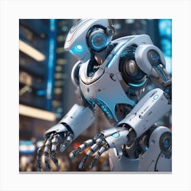 Robot In The City 30 Canvas Print