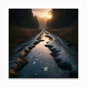 Water Drops On A Road Canvas Print