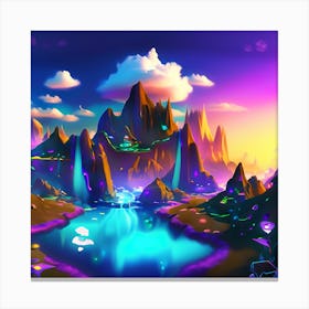 Landscape With Mountains And Water Canvas Print