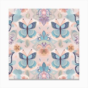 Seamless Pattern With Butterflies 2 Canvas Print