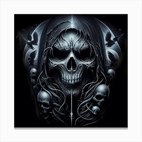 Skull And Crows Canvas Print