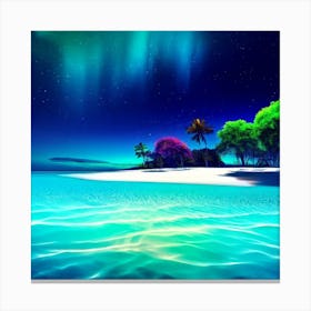 Tropical Island At Night Canvas Print