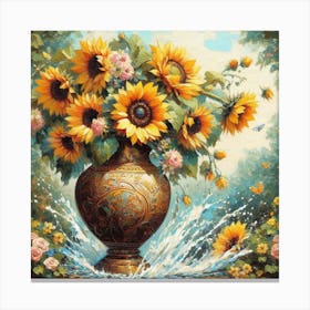 Sunflowers In A Vase 4 Canvas Print