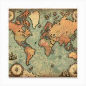 Old World Map 3 Canvas Print