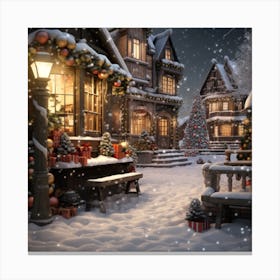Snowy Christmas Village Canvas Print