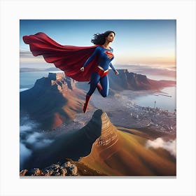 Superwoman Flying Over Table Mountain Cape Town 4 Canvas Print