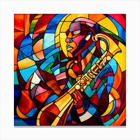 Jazz Musician Stained Glass Canvas Print