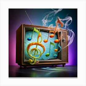 Tv With Music Notes Canvas Print