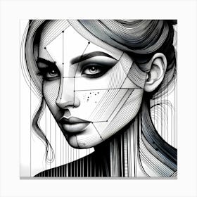 Beauty Women - Abstract Line Art Illustration 135 Canvas Print