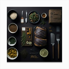 Barbecue Props Knolling Layout (30) 1 Canvas Print