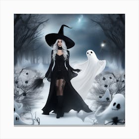 Witch And Ghosts Canvas Print