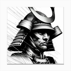 Samurai Head - Abstract Line Art Illustration 109 Canvas Print