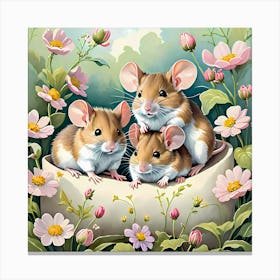 Three Mice Artwork For Kids Canvas Print