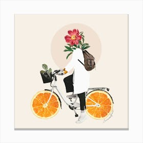 Summer bike ride - Collage with flower and oranges Toile