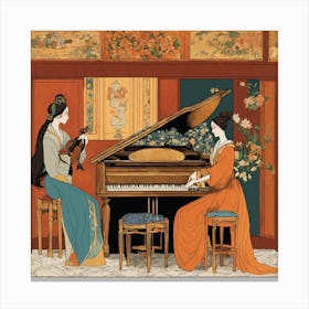 Asian Women At The Piano 1 Canvas Print
