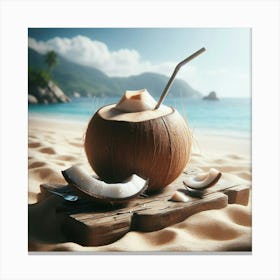 Coconut On The Beach Canvas Print
