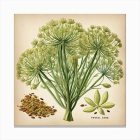 Fennel Seeds flower plants painting art print Canvas Print