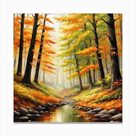 Forest In Autumn In Minimalist Style Square Composition 11 Canvas Print