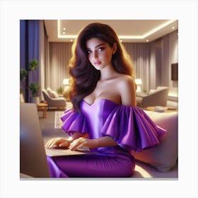 Sexy Woman In Purple Dress 2 Canvas Print