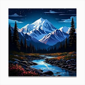 Denali National Park At Nigth Canvas Print