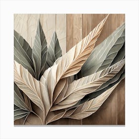 Firefly Beautiful Modern Detailed Botanical Rustic Wood Background Of Sage Herb And Indian Feathers (3) Canvas Print