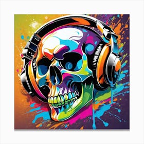 Skull With Headphones 6 Canvas Print