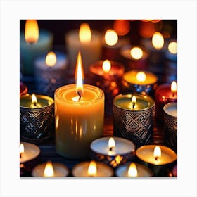 Candles On A Table 2 Canvas Print