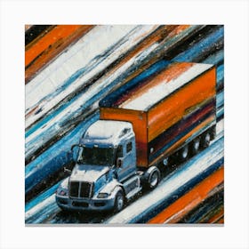 Semi Truck On The Road 1 Canvas Print