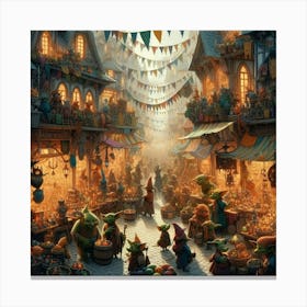 Gnome Market paintings art print Canvas Print