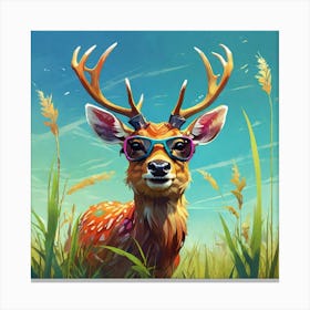 Deer In Sunglasses 7 Canvas Print