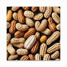 Peanuts On A Black Background 5 Canvas Print