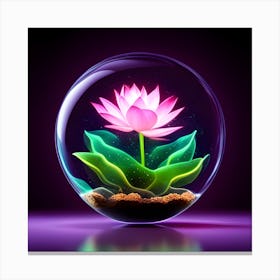 Lotus Flower In A Glass Ball Canvas Print