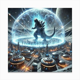 A Futuristic Science Fiction Depiction Of An Energ Kaiju Canvas Print